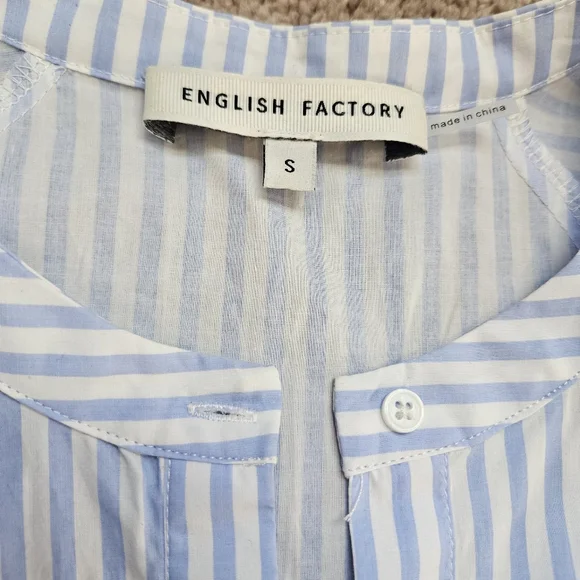 English Factory Gingham Tiered Midi Dress Womens S Blue white Cottagecore HN657D - Picture 3 of 7